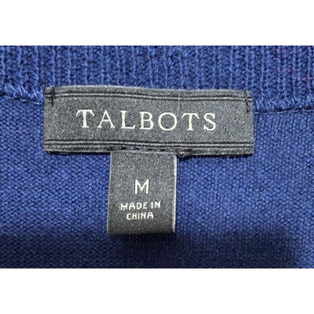 Talbots Top M Blue White Elephants Short Sleeve Comfort Business Casual Classic - Picture 3 of 10